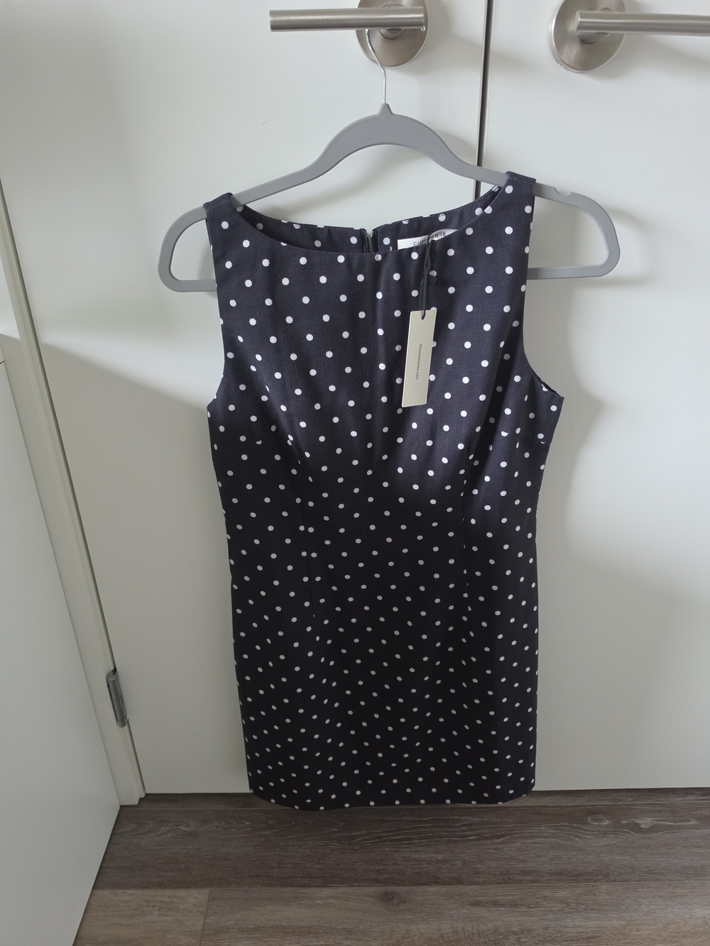 Commense Black Dress with White Polka Dots